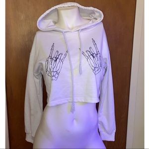 Skeleton Hands Crop Hoodie